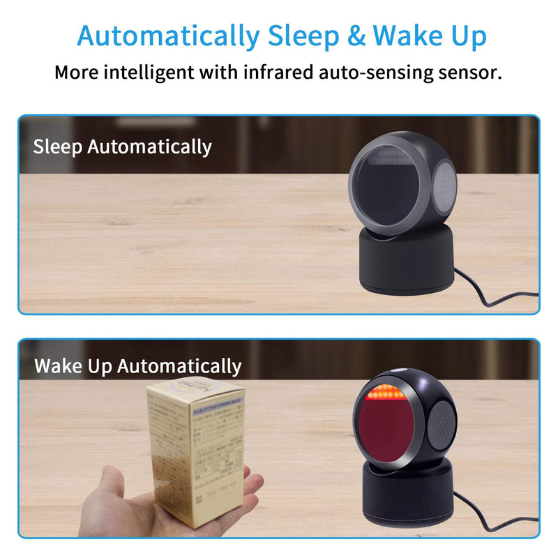 2D QR Barcode Scanner,Symcode Omnidirectional Hands-Free Automatic Barcode Reader for Mobile Payment Computer Screen ScanMeters Hands-Free Scanner Black