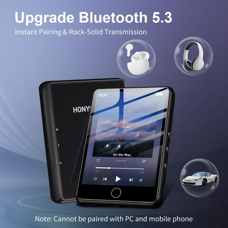 [AUSTRALIA] - 2.8" Display Bluetooth MP3 Player, Portable HiFi Music Player with Bluetooth 5.4, FM Radio, HD Speaker, E-Book, Voice Recorder & Earphones, Black 