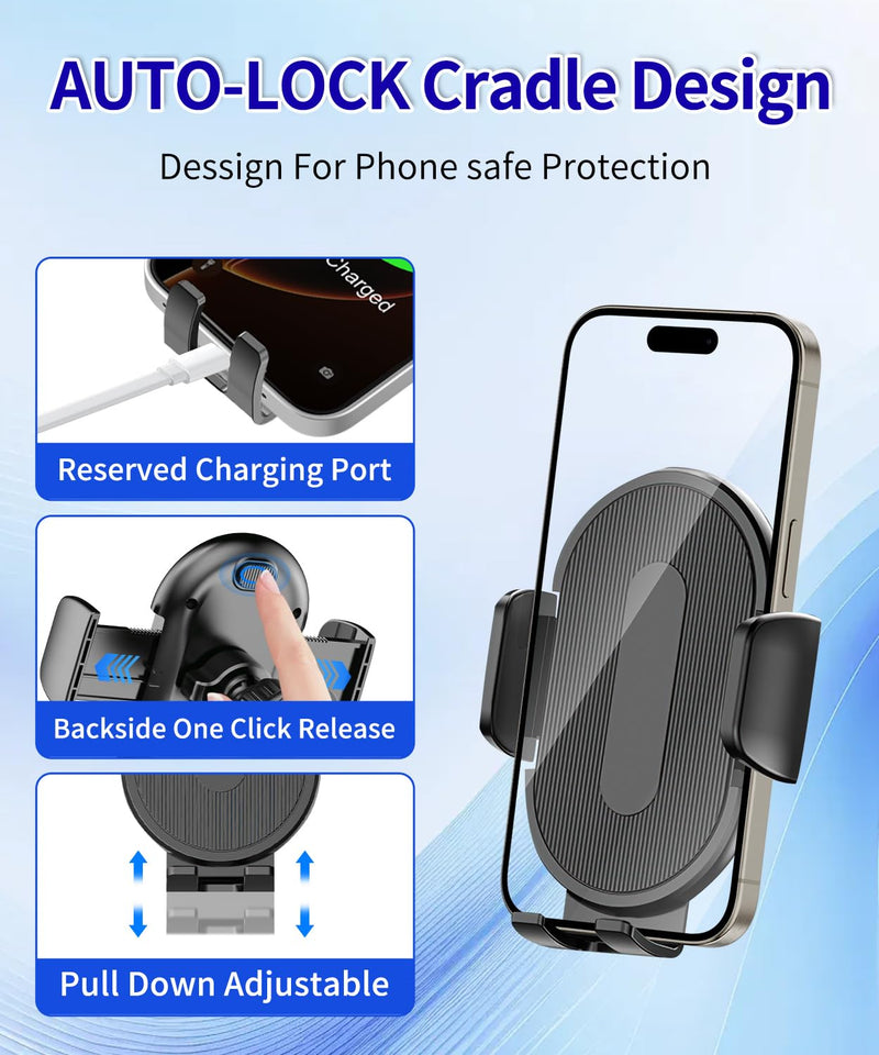 Car Phone Holder for Cadillac CT6 / CT6-V 2016-2020 Auto Accessories，One Hand Place & Pick，360° Rotation，Hands Free，for 4.7-7 inch Phones