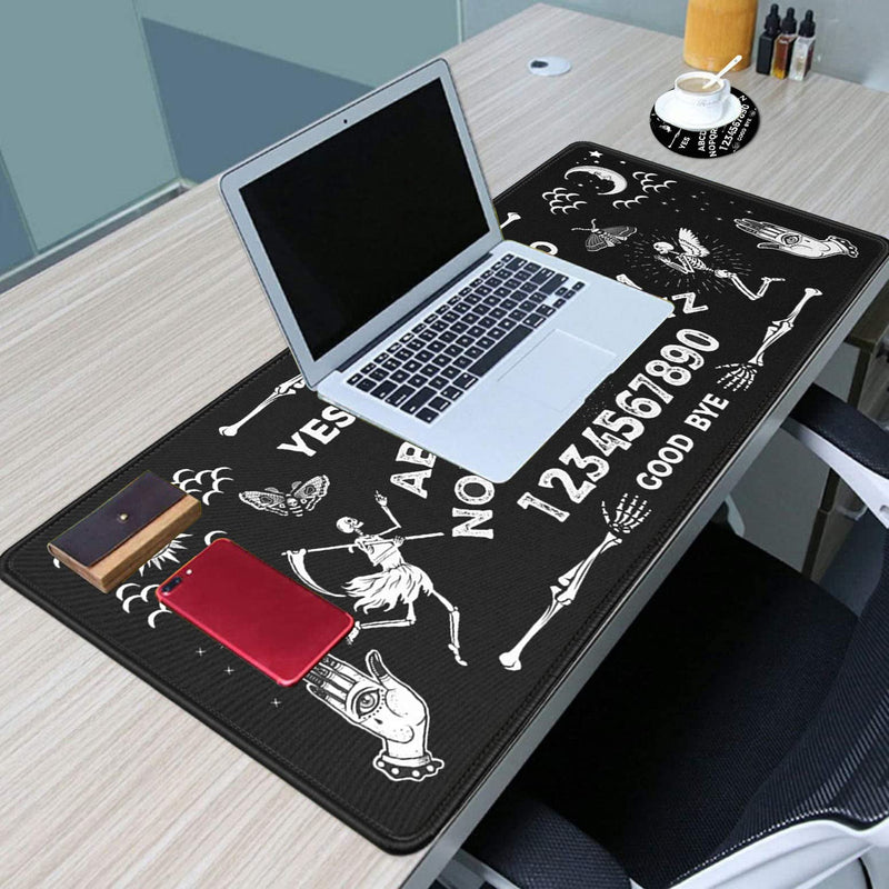 Large Gaming Mouse Pad, Long Extended XL Ergonomic Mousepad Desk Pad, Large Rubber Mice Pads Stitched Edges, 31.5'' X 11.8'+ Cup Coaster , Ouija Board Pattern Yu-mouse pad-2-97