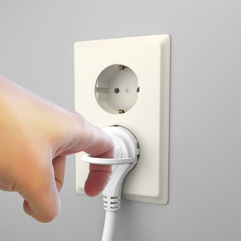 MutecPower 3 Metre Extension Cable with Flat Connector Quality Plastic Schuko Extension with Flat Plug Earthing Contact 90° Angle Plug and Earthing Contact Coupling up to 250V 16A IP20-3m White 3 metres