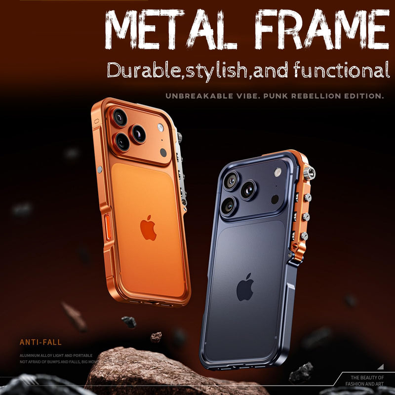 Metal Bumper Case for iPhone 17 Pro Max, Full-Frame Aluminum Bumper No Back Cover with Metal Buttons, Minimalist Bare-Hand Feel, Blue for iPhone 17 Pro Max 6.9"
