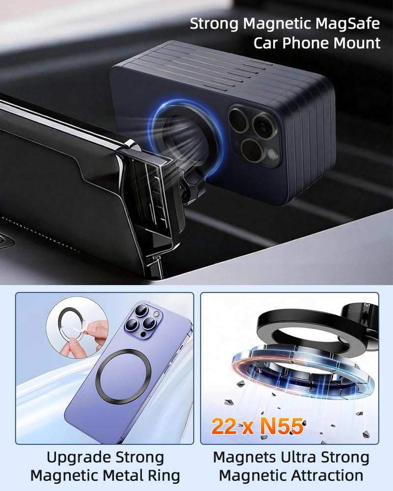 PZK Car Phone Holder for 2020-2025 Ford Escape Accessories 8-Inch Screen | Compatible with MagSafe Car Phone Mount Strong Magnets Fixed Screen with Sunglasses Storage Box 360° Rotation Hands-Free Escape 2021-2025