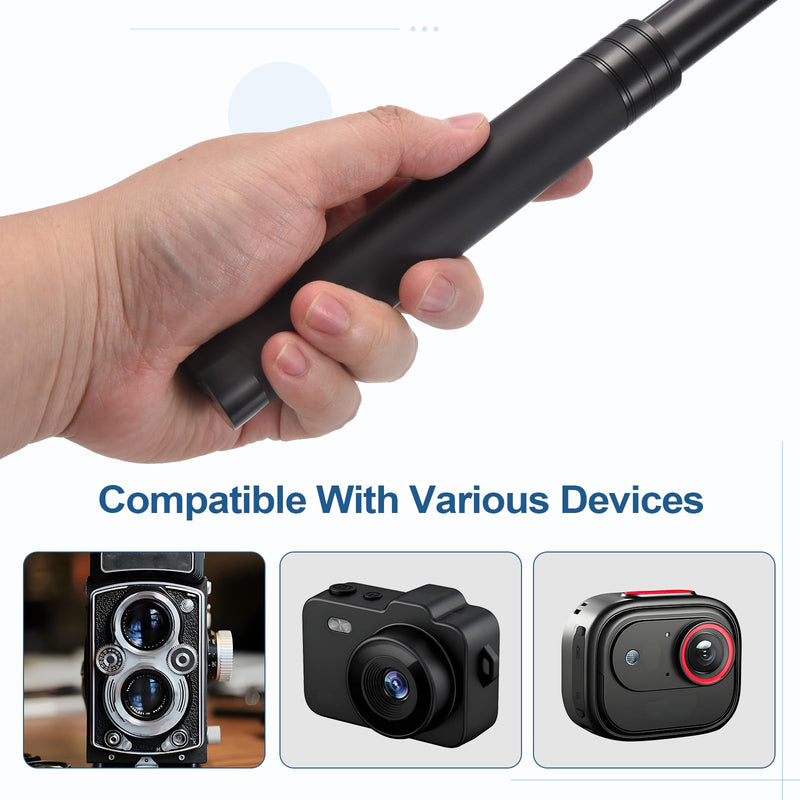 Invisible Selfie Stick (29") - 1/4"-20 Universal Screws Adjustable Threaded Type Extension Rod Extendable Stick for Action Cameras 360 Insta Cinematic Time Bundle Accessories