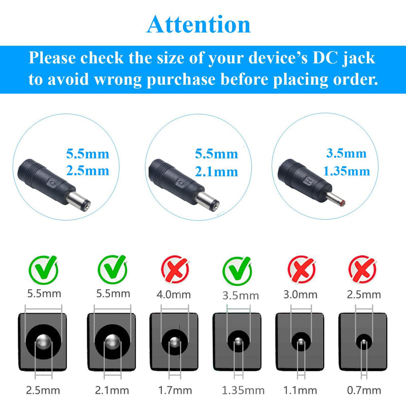 DC 15V 1A 1000mA Power Supply Adapter, Plug 5.5 mm x 2.1 mm with Selectable 5.5 mm x 2.5 mm, 3.5 mm x 1.35 mm Plug Tips