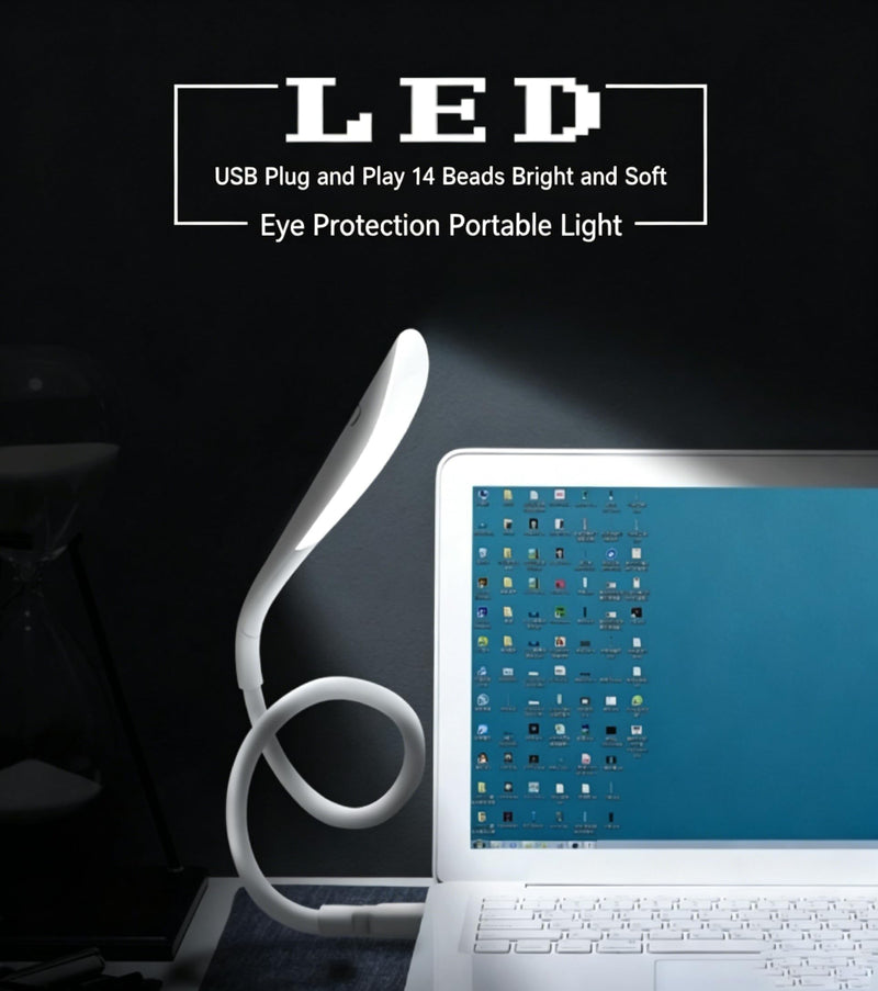14-LED Dimmable USB Reading Light, Touch-Sensitive Control, Flexible Gooseneck Table Lamp, Portable Book Light for Reading in Bed, Working and Travel (Black) Black