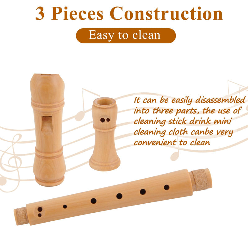 Eastrock Soprano Recorder German fingering C Key Beginners Recorder Instrument for Adults, 3 Piece Recorder With Hard Case（Maple Wood） 3 piece German Style