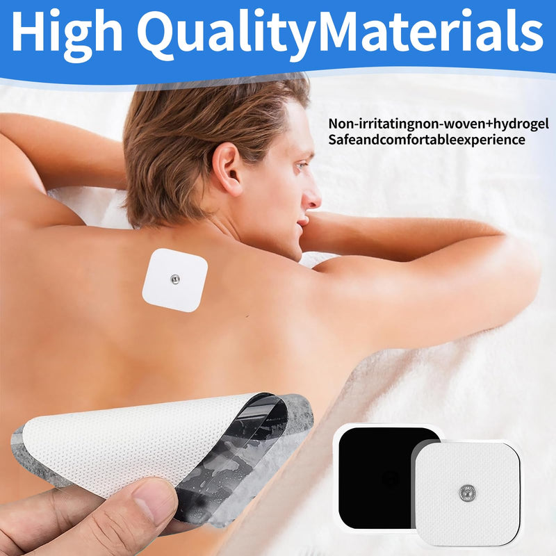 Wjelet Pack of 35 Adhesive Electrodes for Tens Electrode Pads, Electrode Pads 5 x 5 cm, Self-Adhesive and Reusable with 3.5 mm Snap Push Button, Compatible with TENS Devices and EMS Trainers