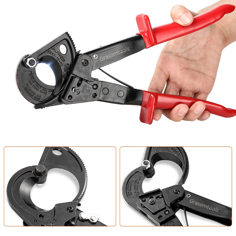 Ratchet Cable Cutter,Ratcheting Cutter and Wire Cable Cutter Cut up to 240mm², HS325A Heavy Duty Aluminum and Copper Ratchet Cable Cutter (HS325) HS325