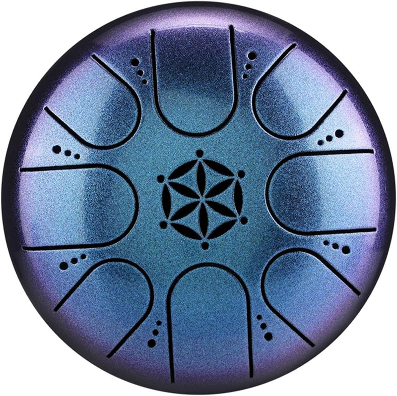 Rain Drum for Outside Garden, Steel Tongue Drum with Carry Bag, 5 Inch 8 Note Handpan Tank Drum Kit, C Major, Blue