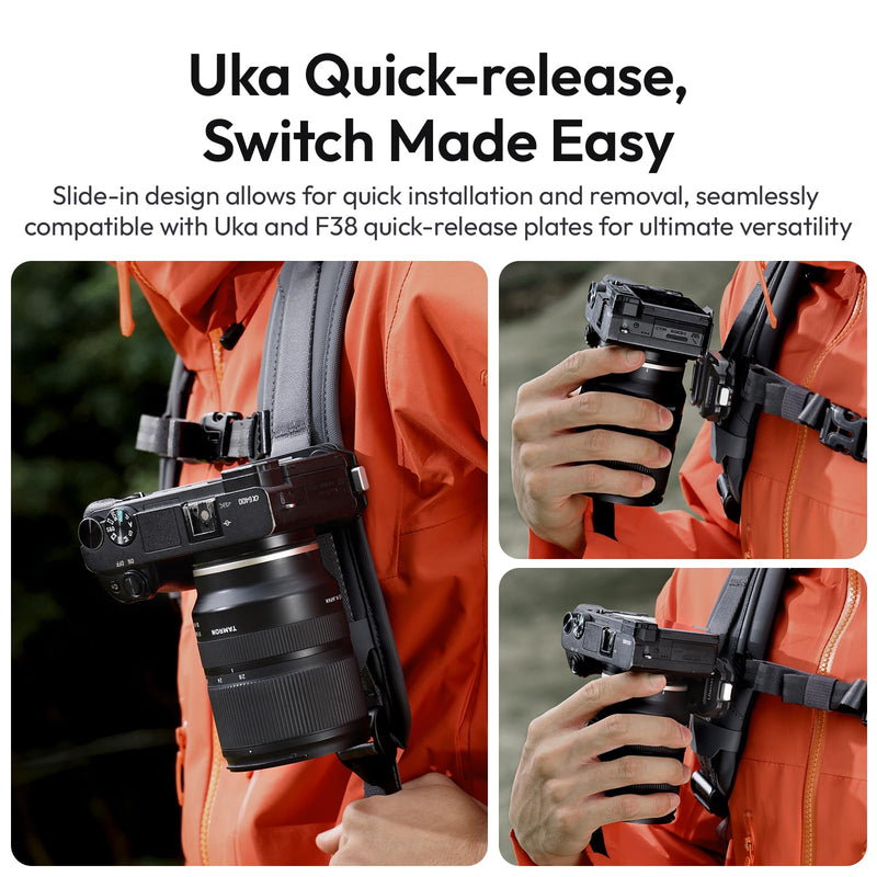 [AUSTRALIA] - ULANZI Camera Backpack Strap Clip,w Plate Quick Release System, Compatible w Uka QR Plates, for Sony, Nikon, Fuji, DSLR Action Cam Mount, Bearable Load up to 10kg【Not Compatible w F38/Arca System】 