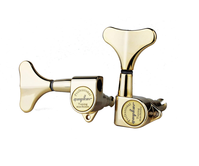Guyker Guitar Bass Tuners (3R + 2L) - 1:17 Ratio Headstock Sealed Tuning Key Pegs Machine Head Replacement for Electric Jazz Bass or Precision Instruments - Golden 3R + 2L