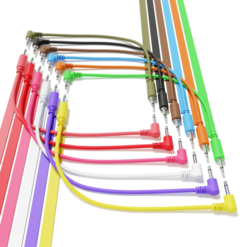 Hybrid Mono Modular Patch Cables - TS 3.5mm 1/8" - Eurorack Synth Synthesizer [12-Pack | 45 cm - 17.72"] 45 cm - 17.72" 12-Pack