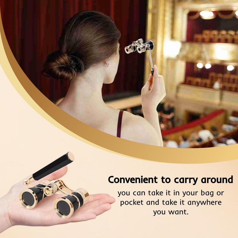 [AUSTRALIA] - Opera Glasses Binoculars,3X25 Theater Binoculars with Foldable Handle for Adults Kids Women,Small Portable Opera Glasses for Theater and Concert Viewing (Black with Handle) Black with Handle 
