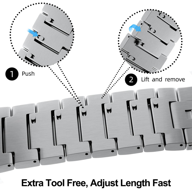 LDFAS 26mm Wide Band Compatible for Apple Watch Ultra 3/2 Band 49mm,Titanium Metal Strap for iWatch Band Hidden Buckle Compatible for Apple Watch Series 10/9/8 46/45/44mm Band, Silver