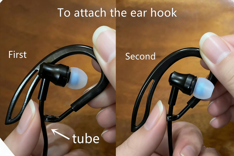 Air Tube Headphones with 3.5mm Jack, EMF Blocking Earphones, Anti-Radiation Headsets with Ear Hooks, Radiation Free Earbuds, Comfortable & Safe Stereo Sound. (Black) Black