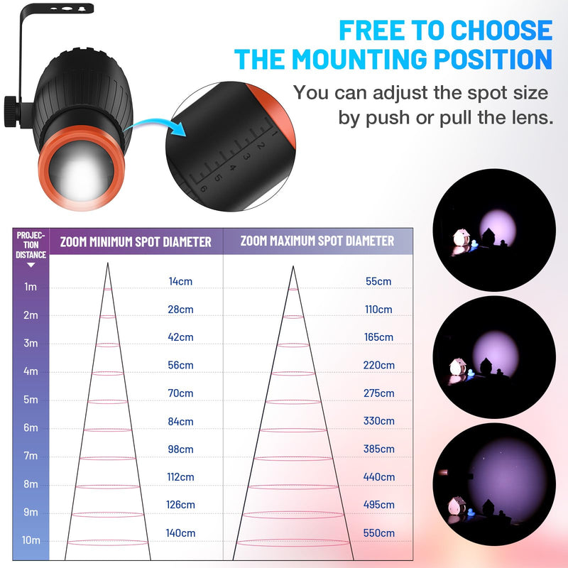 [AUSTRALIA] - Pinspot Light, Czgor 18W RGBW 4 in 1 LED Spot Lights with Remote, Super Bright with Light Guide Pillar, Manual Focus Disco Ball Spotlight, Soft Cozy Stage Effect Lighting for DJ Disco Party Wedding 