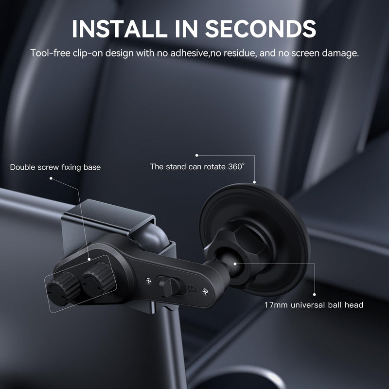 YONZEE Phone Mount for Tesla Model Y, 3, S, X and Cybertruck, Screen Mounted Magnetic Phone Holder, 360° Adjustable Hidden Car Mount, Interior Accessories Compatible with iPhone and Android Phones