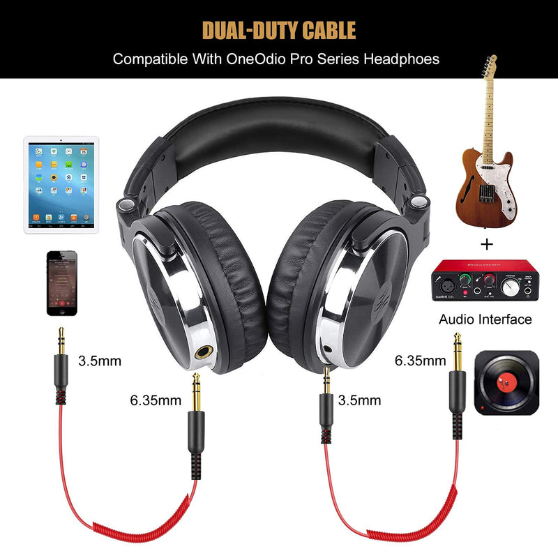 OneOdio Over Ear Headphone, Wired Bass Headsets with 50mm Driver, Foldable Lightweight Headphones and Additional 6.3mm 1/4 to 3.5mm 1/8inch 9.8ft Cable