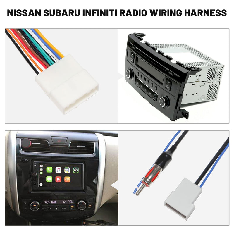 Radio Wiring Harness Connector Replacement for Nissan 2007-2019/Infiniti 2008-2013/Subaru 2008-2013 w/Antenna Adapter Plug Mount Aftermarket CD Player Stereo Receiver Wire Adaptor