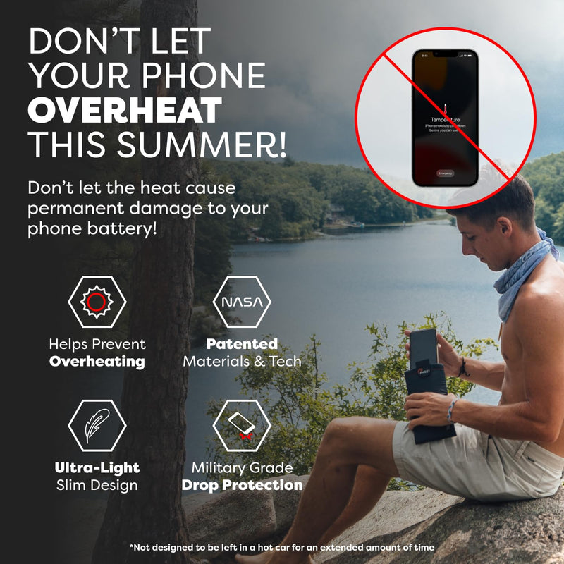 PHOOZY XP3 Thermal Phone Case with Patented Chromium Barrier - Insulated Pouch Extends Battery Life 4X in Hot Weather - Military-Grade Protection for Outdoor Adventures - Large Black Cosmic Black