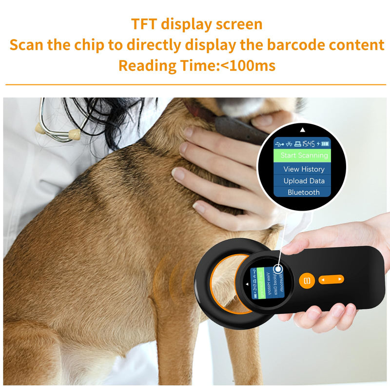 Bluetooth Pet Microchip Reader,Alacrity 3-in-1(2.4GHz Wireless+Bluetooth+USB) Animal Universal Microchip Tag Reader Scanner with 1.44” TFT Screen,800mA*H Rechargeable Battery,240 Pieces Data Storage Na-q30