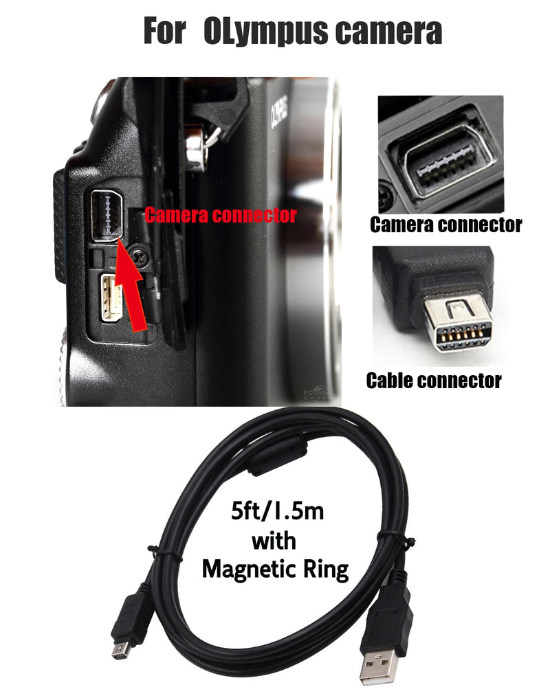 5Ft for Olympus Camera Charger CB-USB5 CB-USB6 CB-USB8 Compatible with Olympus Tough TG-310, TG-320, TG-610, TG-810, TG-820, TG-835, TG-850, TG-860,TG-870 Camera