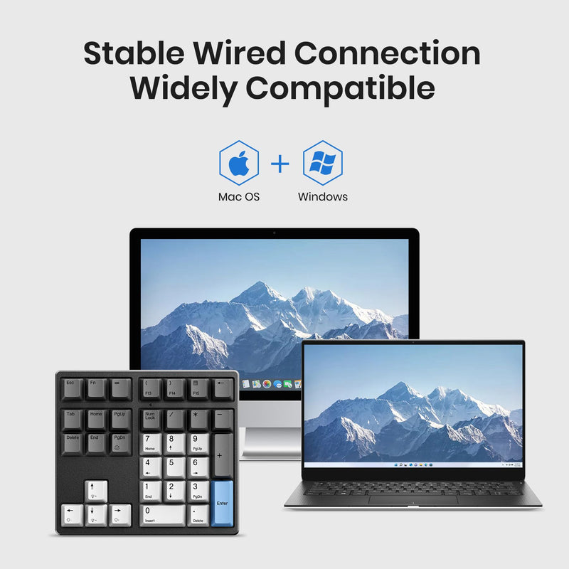 Mechanical Number Pad, 34 Key Wired Hot Swappable Keypad, Gateron Switches White Backlit Numpad,USB Numeric Keypad with PBT Keycaps for Laptop, Mac, PC Desktop(Red Switch) Red Switch