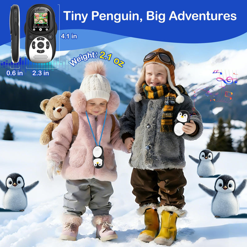 64GB Cute Penguin MP3 Player with Bluetooth 5.3 & Speaker, Portable Music Player for Kids, 2" Screen, 65-Hour Battery Life, FM Radio, Voice Recorder, Volume Limit, Supports 128GB microSD Card