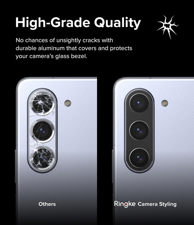 Ringke Camera Styling [Stylish Aluminum Frame] Compatible with Samsung Galaxy Z Fold 5 Camera Lens Protector, Protective Metal Cover for Women, Men - Black