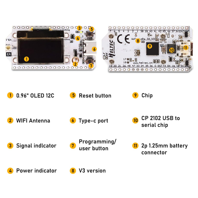 [AUSTRALIA] - APKLVSR LoRa ESP32 Development Board, LoRa V3 Board with OLED Display and Antenna USB C Dual-Core IOT Board 240MHz Bluetooth WiFi Module 863 928MHz for Arduino (Pack of 2) 2 PCS 