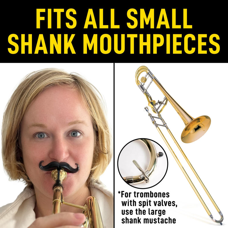 [2 Pack] Clip-On Mustache For Trumpets & Trombones - Includes Protective Case - Fits All Small Shank Mouthpieces - Perfect Accessory For Young Musicians - Mouthpiece Not Included