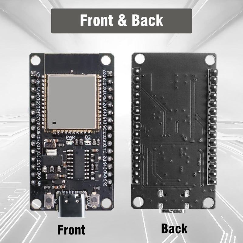 For ESP32 NodeMCU Development Board, QIQIAZI for ESP32 NodeMCU for ESP32 USB C Module, 2.4 GHz WiFi + Bluetooth Dual-Cores, with CH340 Chip, for Arduino (Pack of 2)