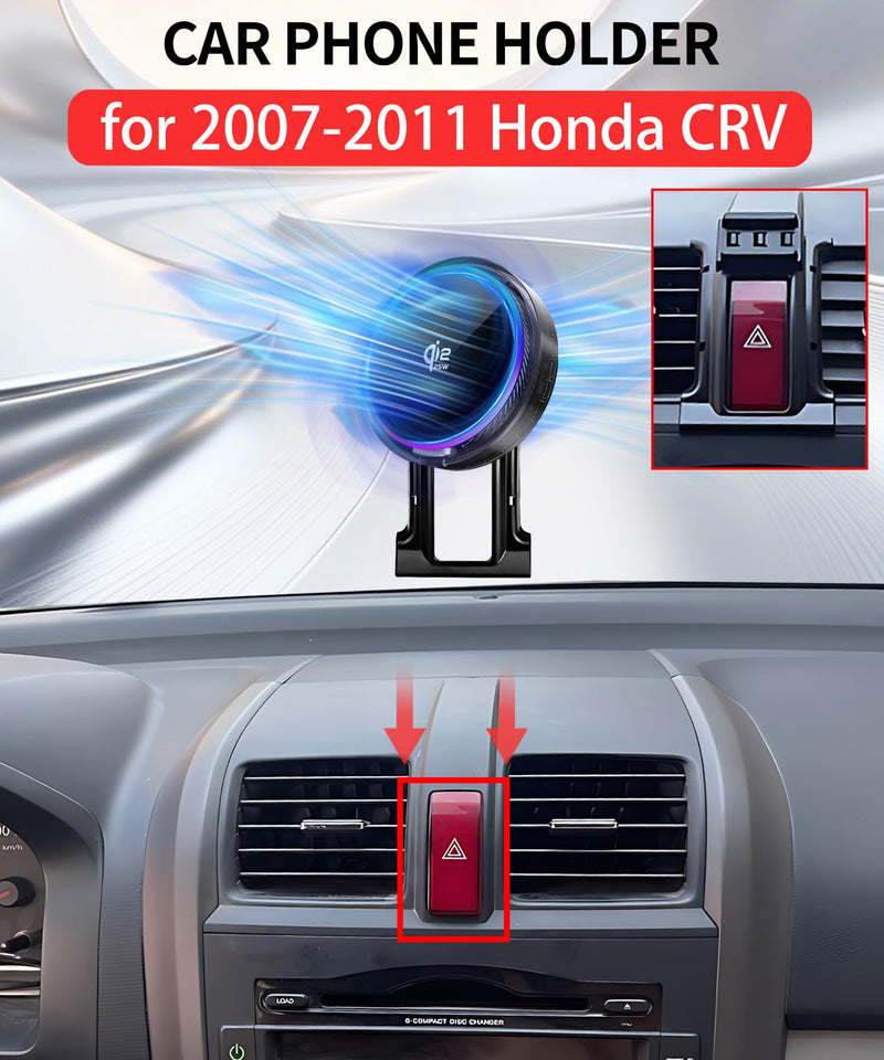 25W Car Mount Charger for Honda CR-V 2007-2011 CRV | 2007-2011 Honda CR-V CRV Qi2.2 25W MagSafe Fast Charging Cell Phone Holder Accessories,with Cooling Fan＆54W Fast Adapter for 2007-2011 Honda CR-V