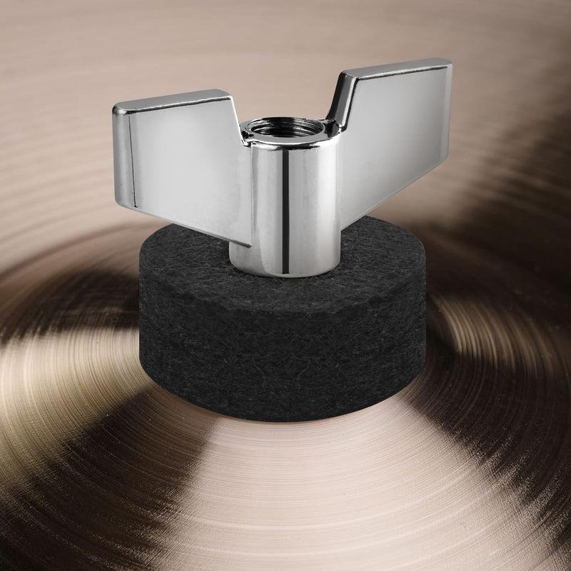 23 Pieces Cymbal Replacement Accessories, Includes Cymbal Stand Felts, Drum Cymbal Felt Pads, Wing Nuts, Washers, Cymbal Sleeves and Drum Key - Black
