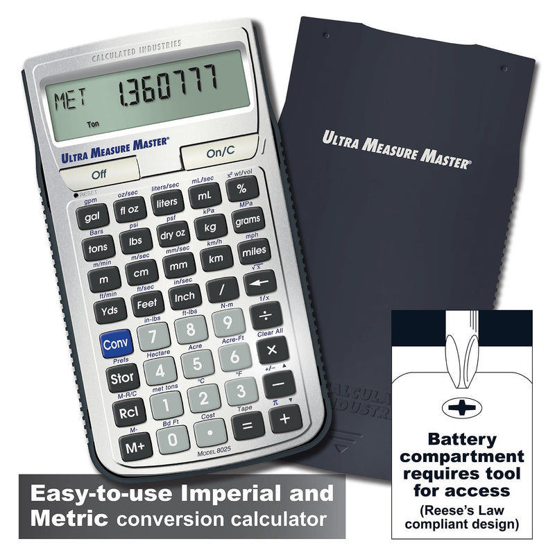 Calculated Industries 8025 Ultra Measure Master Professional Grade U.S. Standard to Metric Conversion Calculator Tool for Engineers, Architects, Builders, Scientists and Students | 60+ Units | Professional Grade, U.S. Standard to Metric Conversion, For...