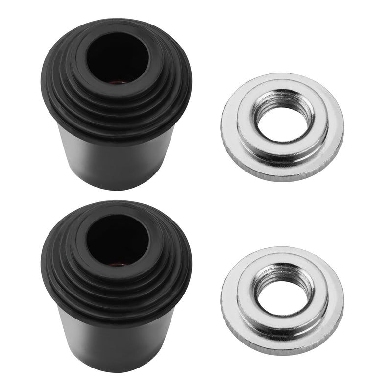 2 Packs Bass Drum Threaded Rubber Feet, Floor Tom Drum Leg Tips Rubber Feet with Lock Nut, 3/8" 16 Thread Fits for Most Spurs