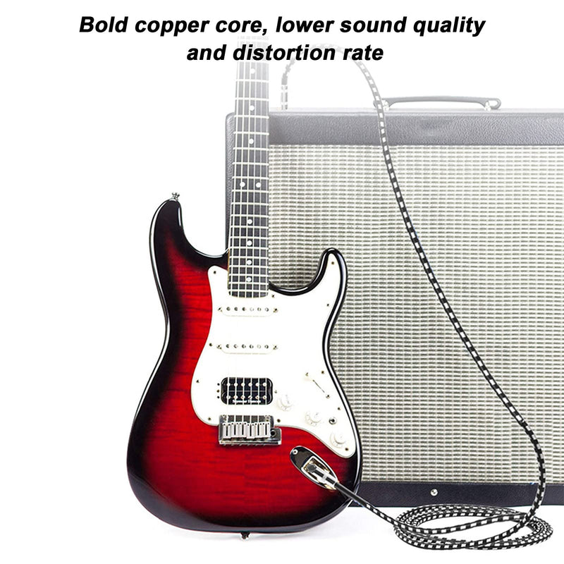 Guitar Cable - 6.35MM Male Head Audio Guitar Cable 10ft Electric Guitar Amplifier Cord - Right Angle to Right Angle 1/4 Inch Instrument Cable Guitar Amp Cable(Black-White)