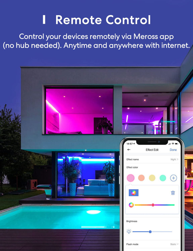meross Smart LED Strip Lights, 16.4ft WiFi Strip Work with Apple HomeKit, Alexa, Google Home, and SmartThings, 16 Million Colors with App Control and RGB LED Lights for Bedroom, Living Room, Kitchen 16.4 Feet HomeKit Version
