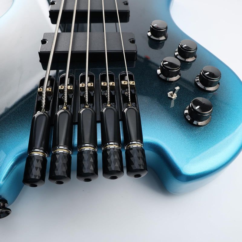 Pack of 5 Individual Single Tubular Fixed Bridge 5 String Electric Bass Bridge for Headless 5-string Bass Replacement Parts（Conductive Black） 5 Piece