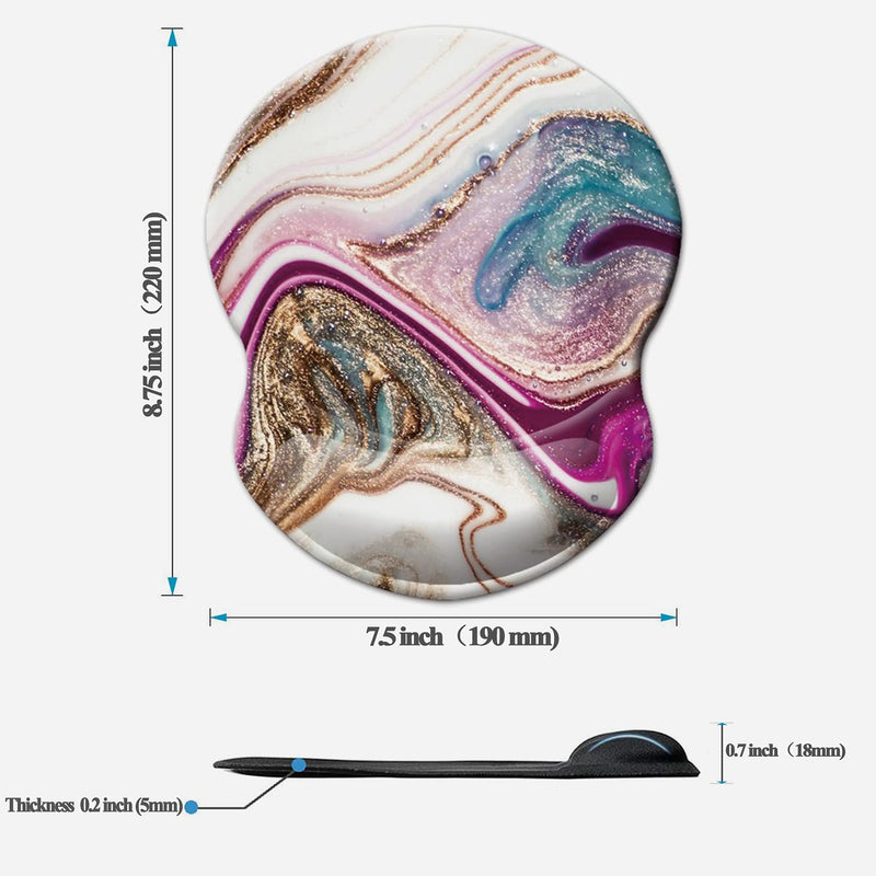 Mouse Pad with Wrist Support, Non Slip Mousepad Wrist Rest for Office, Computer, Laptop & Mac- Durable & Comfortable & Lightweight Ergonomic Support Mouse Mat (Beige Purple Marble-Wrist) Beige Purple Marble-wrist