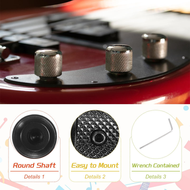 [AUSTRALIA] - MECCANIXITY 4PCS Aluminium Potentiometer Knobs 1/4" x 5/8", Universal Top Hat Knobs Volume Tone Control Knob with Set Screw for Guitar Bass, Black 