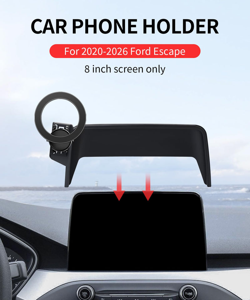 Car Phone Holder for Ford Escape 2020-2026,Escape Hybrid,8" Screen | Magsafe Accessories Magnetic Cell Phone Mount Clip Compatible with iPhone, 3D fit Stable Dashboard Navigation Bracket Stand