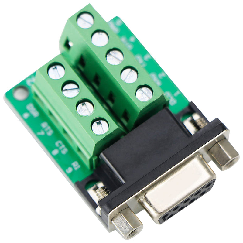DB9 Breakout Connector,Female D-SUB Adapter Plate Connector RS232 Serial to Terminal Board Signal Modul-3 Pcs