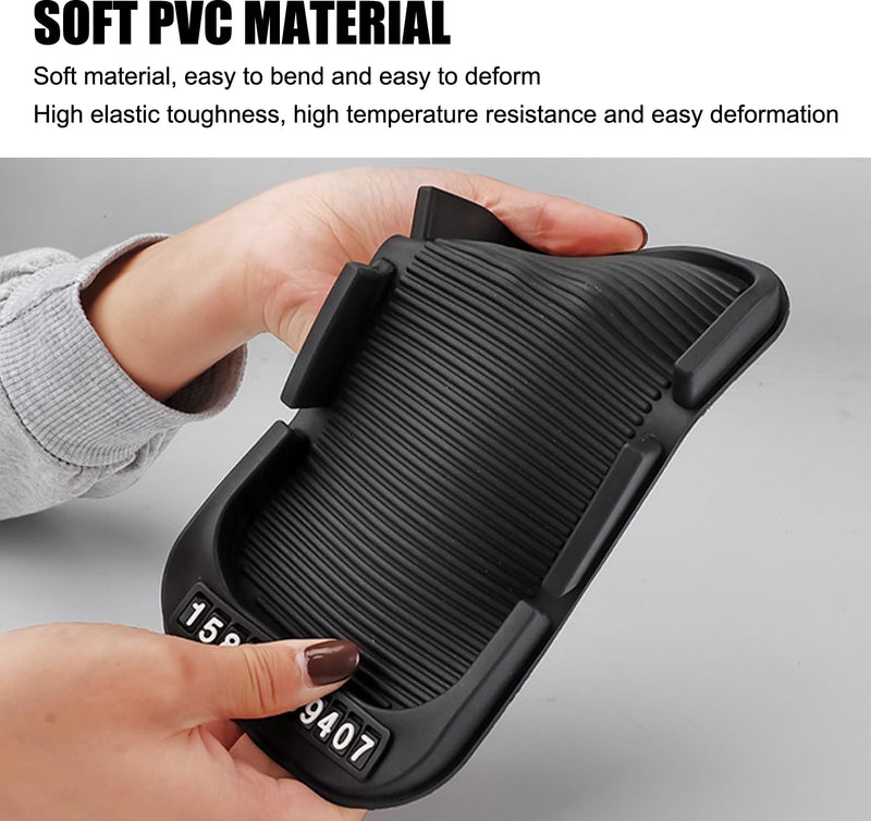 Pack-1 Car Dashboard Anti-Slip Mat, Multifunction Car Dashboard Cell Phone Holder, Double-Groove with Number Plate Auto Pad Mat, Universal for Most Cars (Black)