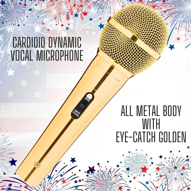 Sparkle Gold Cardioid Dynamic Vocal Wire Microphone with 10FT XLR Cable