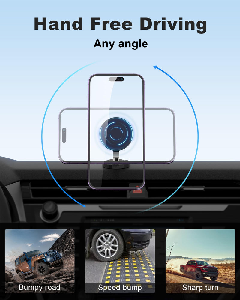 ZBF Magnetic Car Phone Holder Mount (360° Rotation) Cell Phone Car Holder, Phone Mount for Car Windshield Dashboard Hand Free Mount for iPhone 17 16 15 14 13 Pro Max All Smartphones Non-Charging