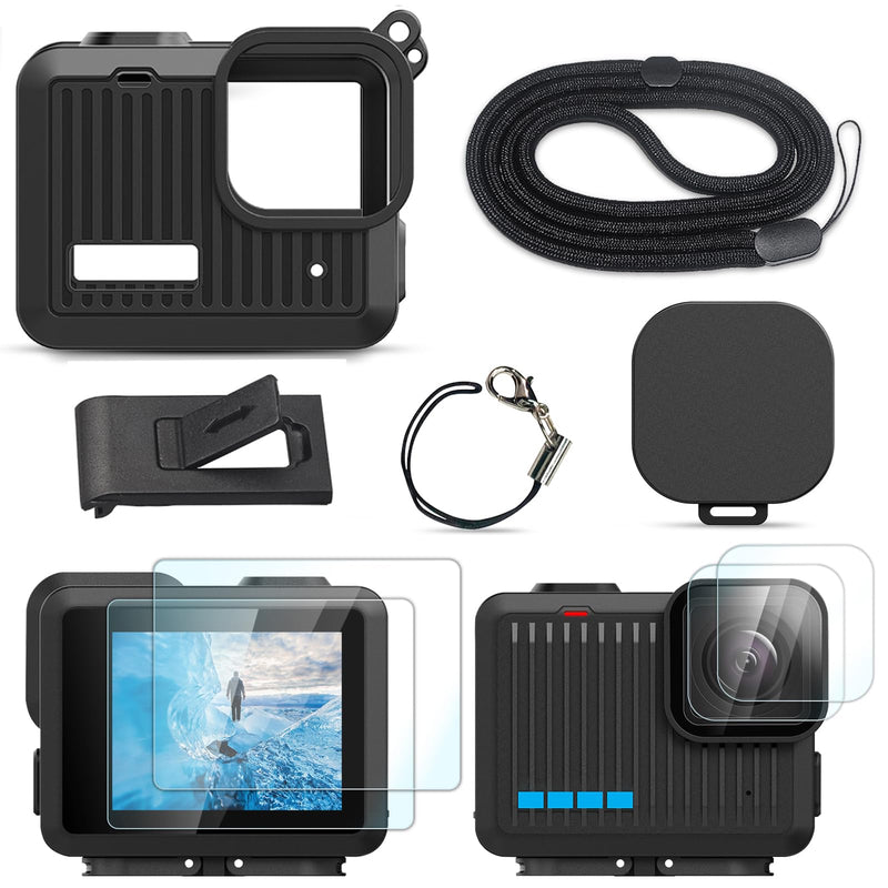 [AUSTRALIA] - FitStill Silicone Sleeve Rubber Case for Go Pro Hero 4K,Protective Housing Case Replace Battery Side Cover&Screen Protectors&Lens Caps&Lanyard for Hero4K 2024 Action Camera Accessories Kit Hero 4K (Silicone Case) 