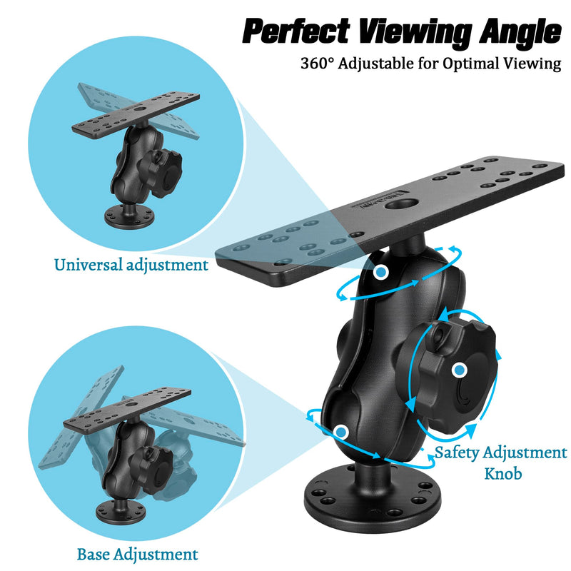 Anti-Theft Aluminum Fish Finder Mount with Lock Knob, 3.42'' Short Arm Marine Electronic Mount,Saltwater Resistant Aluminum Bracket Compatible with Garmin, Lowrance, Humminbird and More Anti-Theft-Small Sized