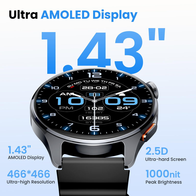 HAYLOU Watch 4S Smart Watch for Men Women with GPS, Fitness Tracker, Black | 1.43" AMOLED, 120+ Sports Modes, Built-in GPS Activity Tracker, Bluetooth 5.3 Calling Smartwatch with 1ATM Water Resistance